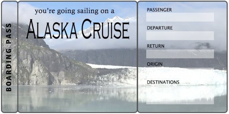 Alaska Cruise Ticket Boarding Pass Gift, Printable Editable Instant ...