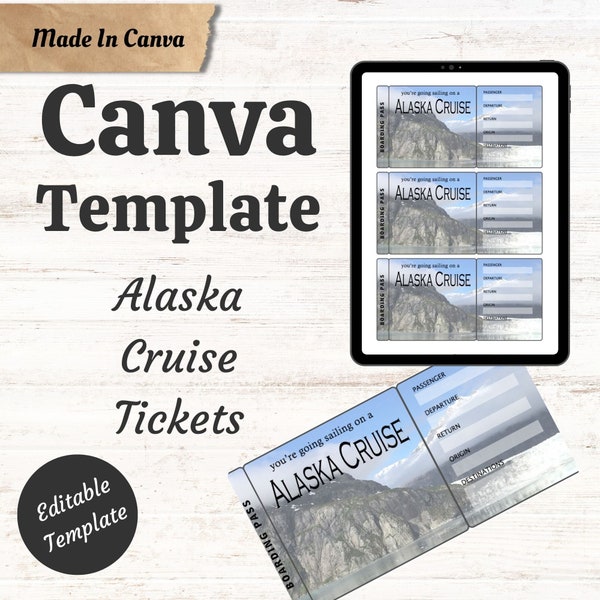 Alaska Cruise Ticket Template Etsy