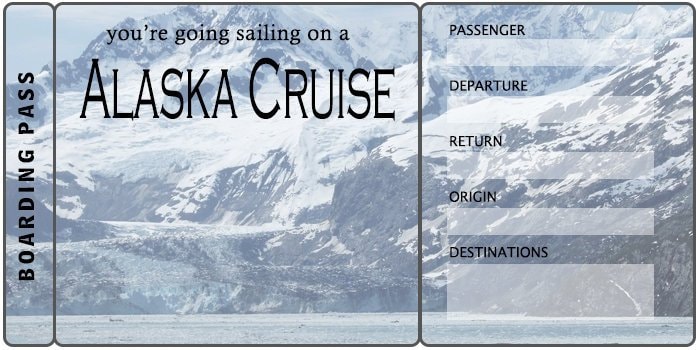 Alaska Cruise Ticket Boarding Pass Gift, Printable Editable Instant ...