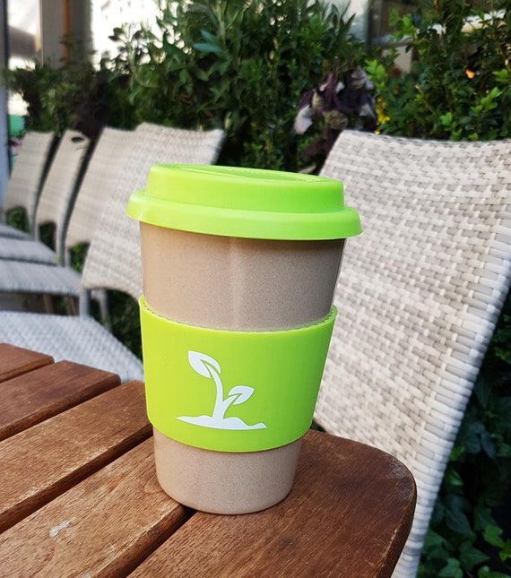 Organic eco friendly coffee cup with green sleeve Etsy