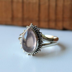 Beautiful rose quartz ring, Sterling silver statement ring