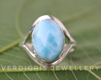 native American style alternative engagement ring Natural larimar ring 100/% handmade Bold Sterling Silver Statement ring AAA larimar