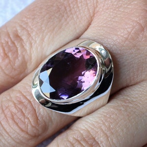 Amethyst ring, Sterling silver ring, gemstone ring, handmade jewelry, anniversary gift, February birthstone, AAA Grade gemstone
