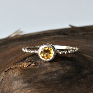 Citrine ring, Sterling silver ring, stackable minimalist ring, midi ring
