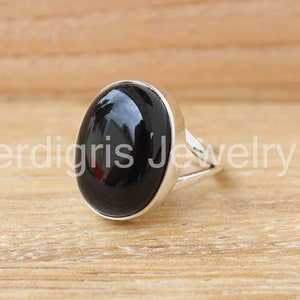 Natural Black Onyx gemstone sterling silver ring, Handmade, Gemstone jewelry, December Birthstone Rings, Silver jewelry, Onyx Jewelry,