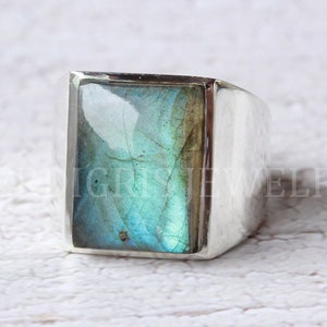 Natural Labradorite ring, Handmade, sterling silver Ring, BOHO jewelry, Blue stone ring, Anniversary gift, February Birthstone ring