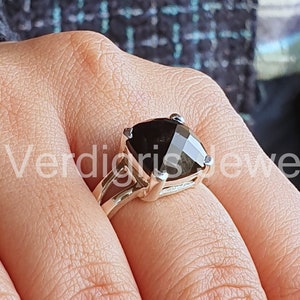 Natural Black Onyx Ring, Sterling silver ring, Handmade, Gemstone jewelry, December Birthstone Rings, Silver jewelry, Minimalist,