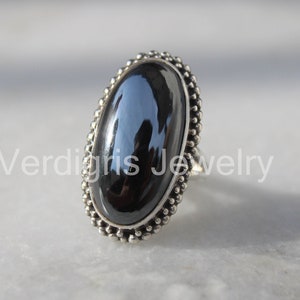 Natural Hematite Ring, sterling silver ring, Handmade, Gemstone jewelry, Aquarius Birthstone Rings, Silver jewelry, Boho, Christmas Gift