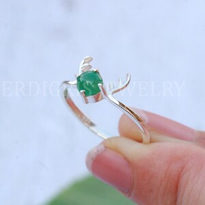 Natural Emerald Ring, Minimalist Sterling Silver Ring, Handmade Jewelry, Anniversary gift, May Birthstone, Birthday Gift, Precious Gemstone