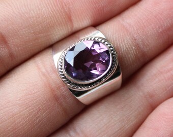 Amethyst Ring, Sterling Silver Ring, Statement Gemstone Ring