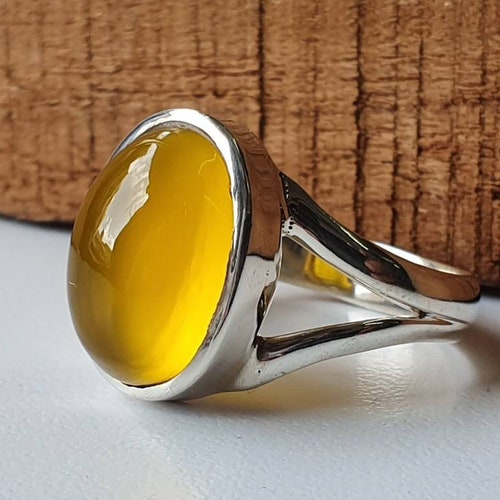 Mango Chalcedony Ring Sterling Silver Handmade Jewelry Etsy