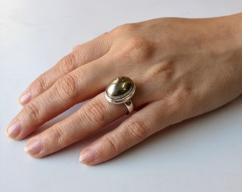Stamped Jewelry Mixed Metal Ring Bohemian Ring Pyrite Ring Gold Ring Arrow Band Pyrite Pyrite Jewelry Gemstone Ring Unique Gift