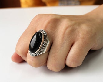 Black Onyx Ring 925 Solid Sterling Silver Handmade Jewelry Size F-Z 1/2 UK Black Onyx Ring 925 Solid Sterling Silver Handmade Jewelry Size F-Z 1/2 UK