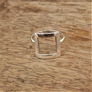 Sterling Silver ring, cocktail ring, square ring, avant garde ring, minimalist jewelry, plain silver ring, alternate ring,