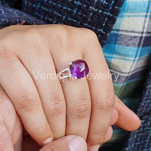 Natural Amethyst Sterling silver ring, Handmade, Gemstone jewelry, Ring for women, Christmas Gift, February birthstone, Minimalist, Rings