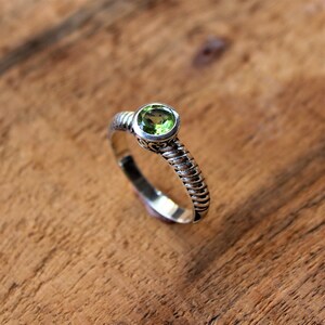 Peridot ring, Sterling silver ring, alternative engagement statement ring, cute dainty silver ring