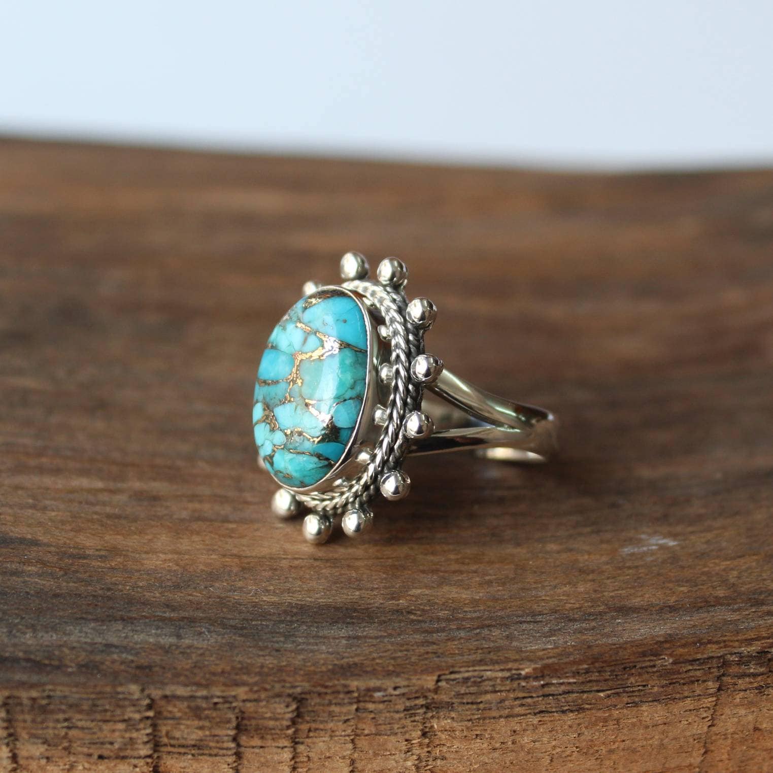 Blue Mohave Turquoise Ring Bold Sterling Silver Statement - Etsy
