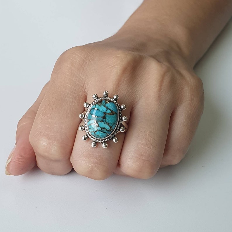 Blue Mohave Turquoise Ring Bold Sterling Silver Statement - Etsy