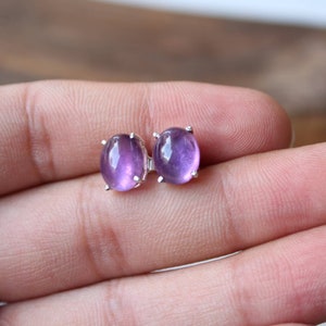 Natural Amethyst stud earrings, Sterling silver studs image 7