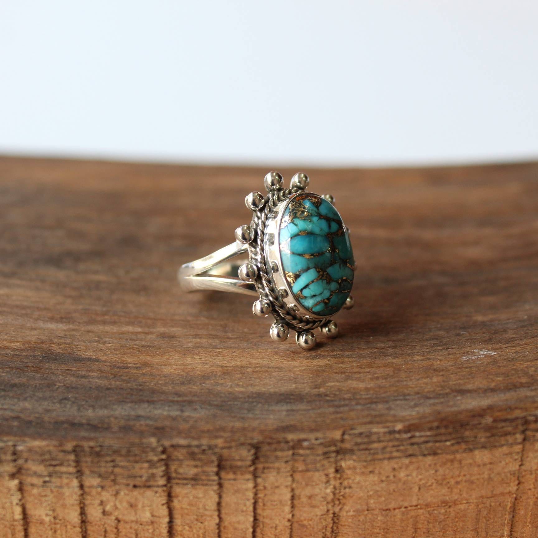 Blue Mohave Turquoise Ring Bold Sterling Silver Statement - Etsy