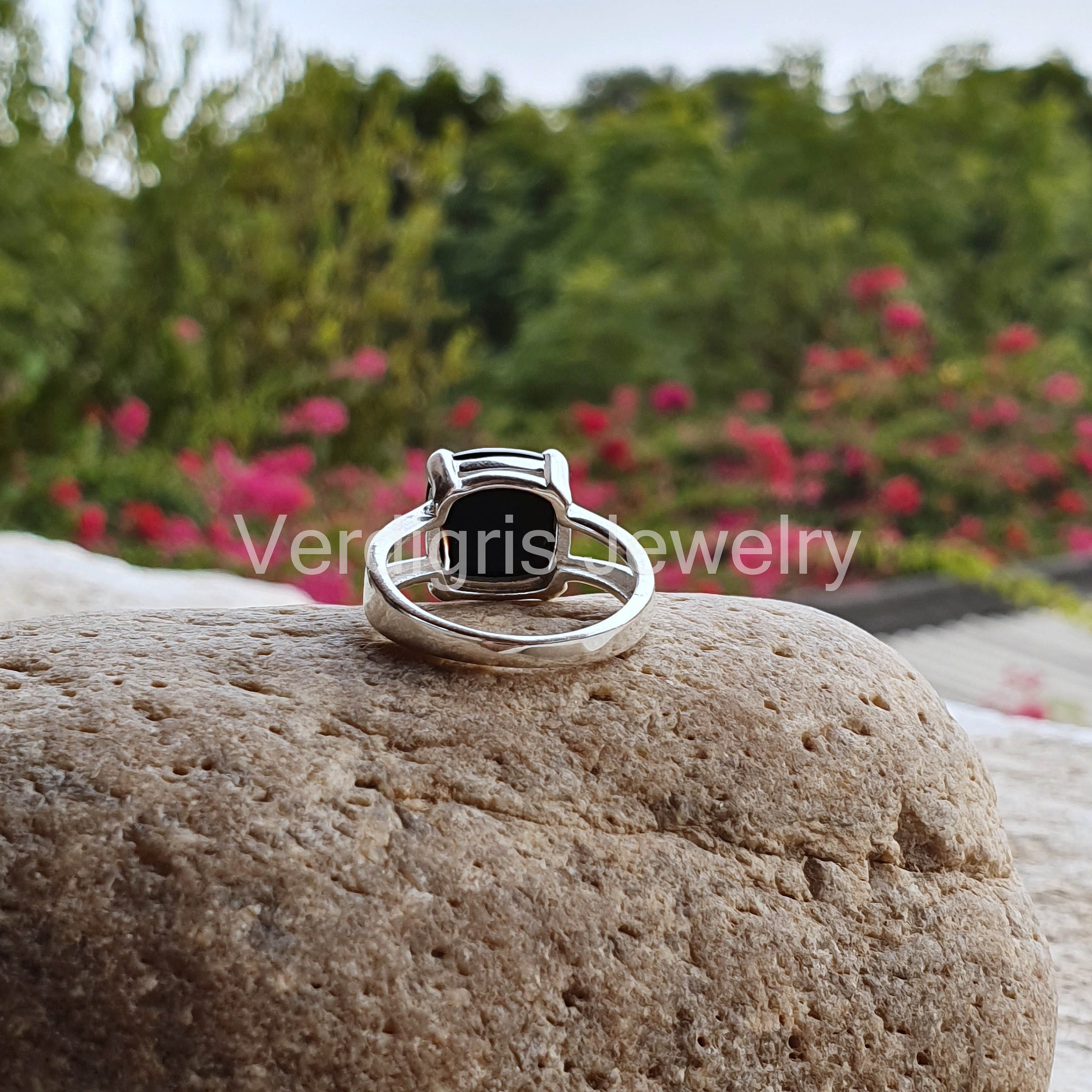 Natural Black Onyx Ring, Sterling Silver Ring, Handmade Natural Black Onyx Ring, Sterling Silver Ring, Handmade