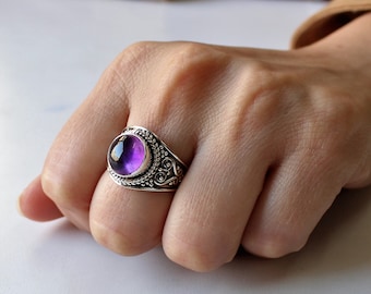 Handmade Amethyst Sterling Silver Ring: February Birthstone