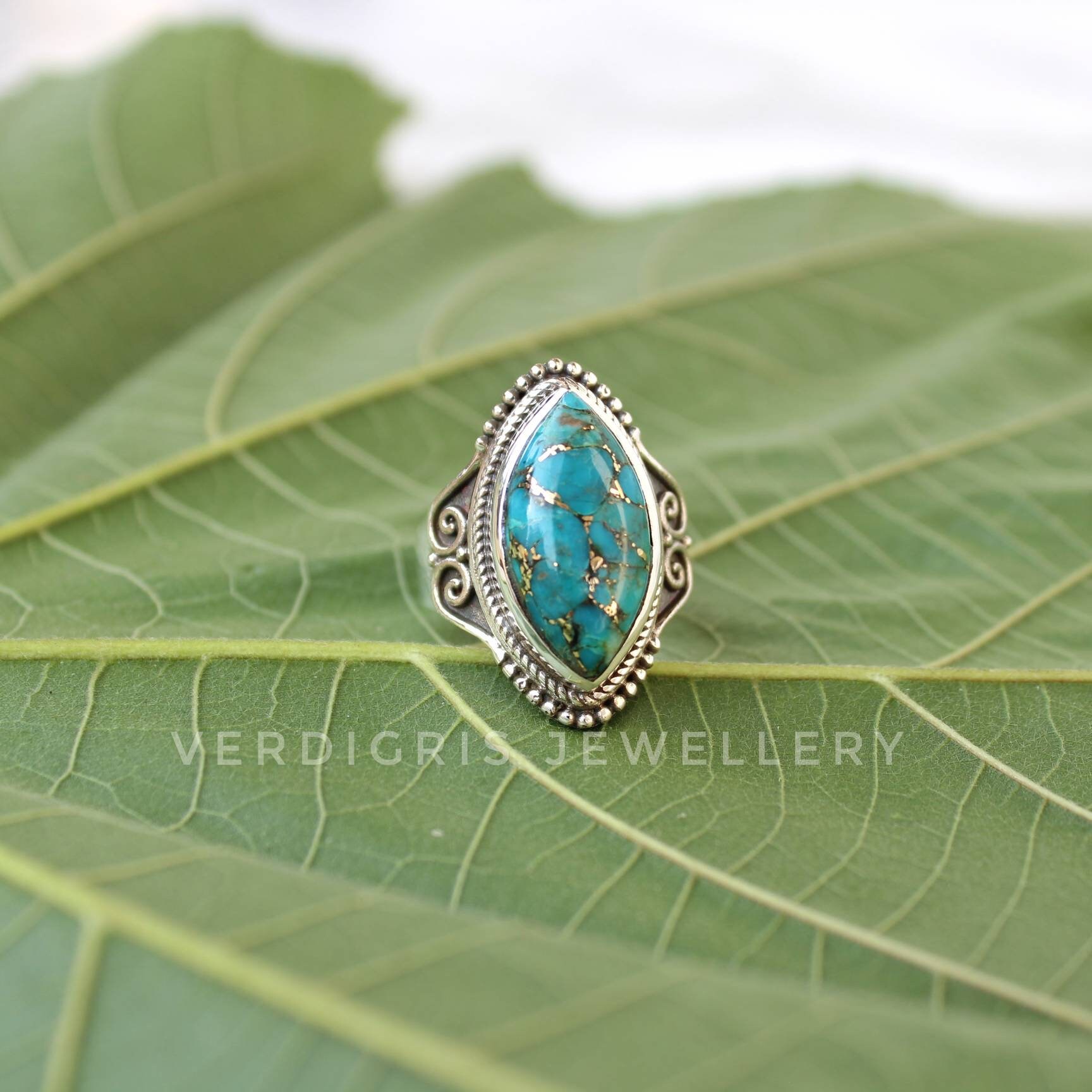 Blue Mohave Turquoise Ring Bold Sterling Silver Statement - Etsy