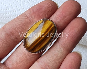 Natural Tiger's eye  Ring, Sterling Silver ring, Tiger's eye jewelry, Christmas Gift, silver jewelry, Birthstone Ring, Handmade, Men's Ring