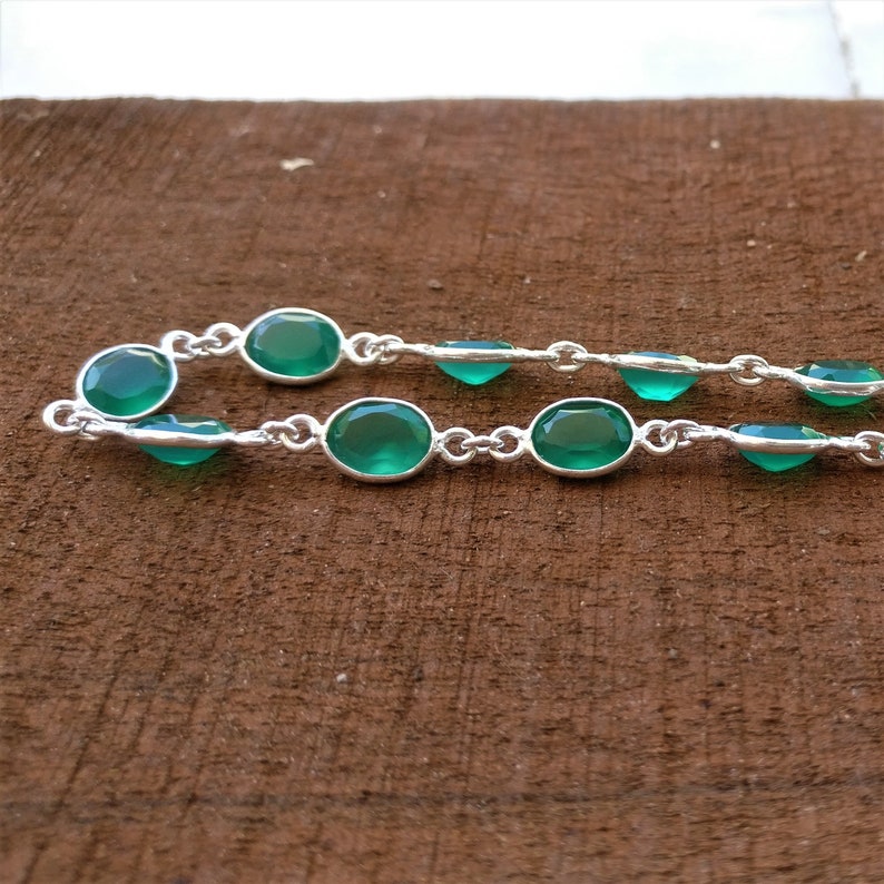 Green Onyx Bracelet Natural Green Onyx Sterling Silver Etsy