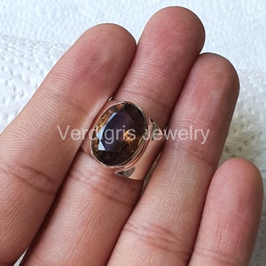 Natural smoky quartz ring, Sterling silver jewelry, birthstone ring, smoky quartz jewelry, gemstone jewelry, Ring for women, Christmas gift