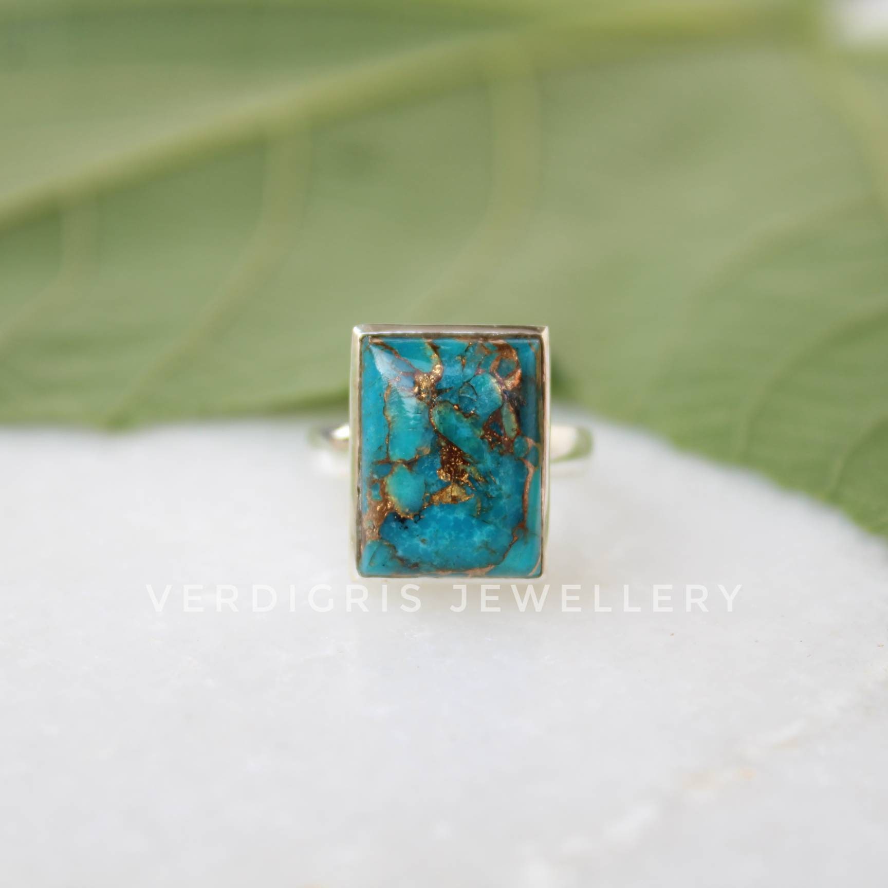 Blue Mohave Turquoise ring Bold Sterling Silver Statement | Etsy