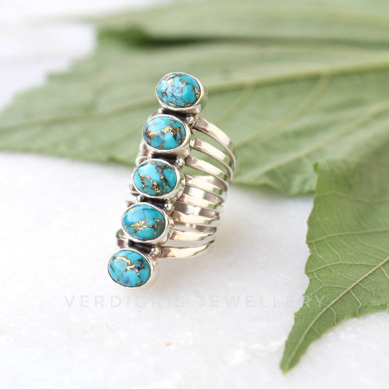 Blue Mohave Turquoise Ring Bold Sterling Silver Statement - Etsy