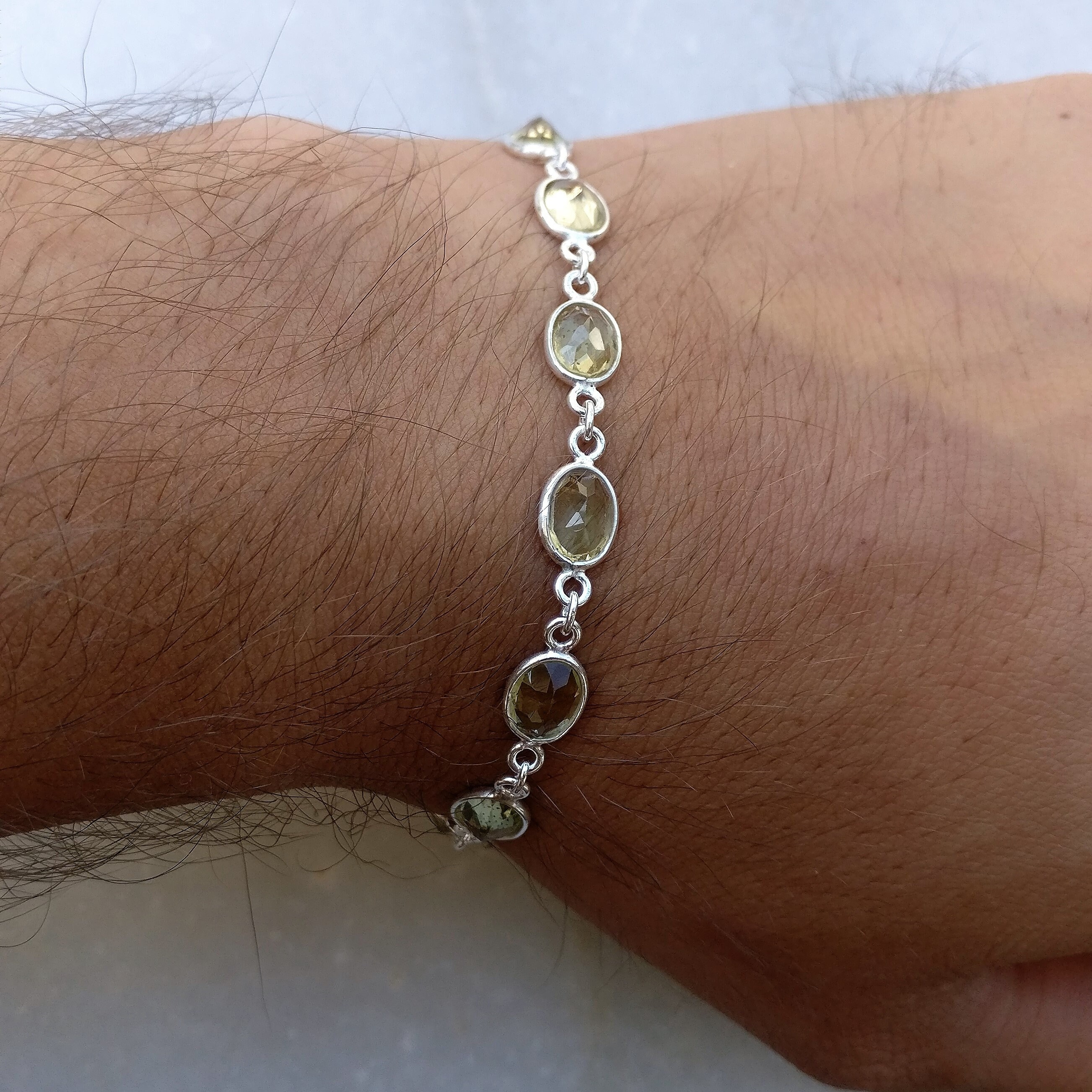 Lemon Topaz Bracelet, Natural Lemon Topaz, Sterling Silver