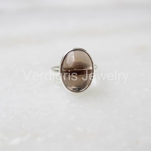 Natural smoky quartz ring, Sterling silver jewelry, birthstone ring, smoky quartz jewelry, gemstone jewelry, Ring for women, Christmas gift