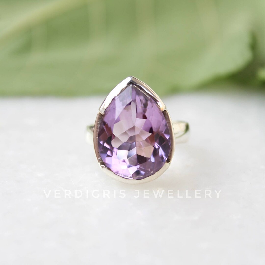 Lavender Amethyst Ring Sterling Silver Ring Statement Ring - Etsy