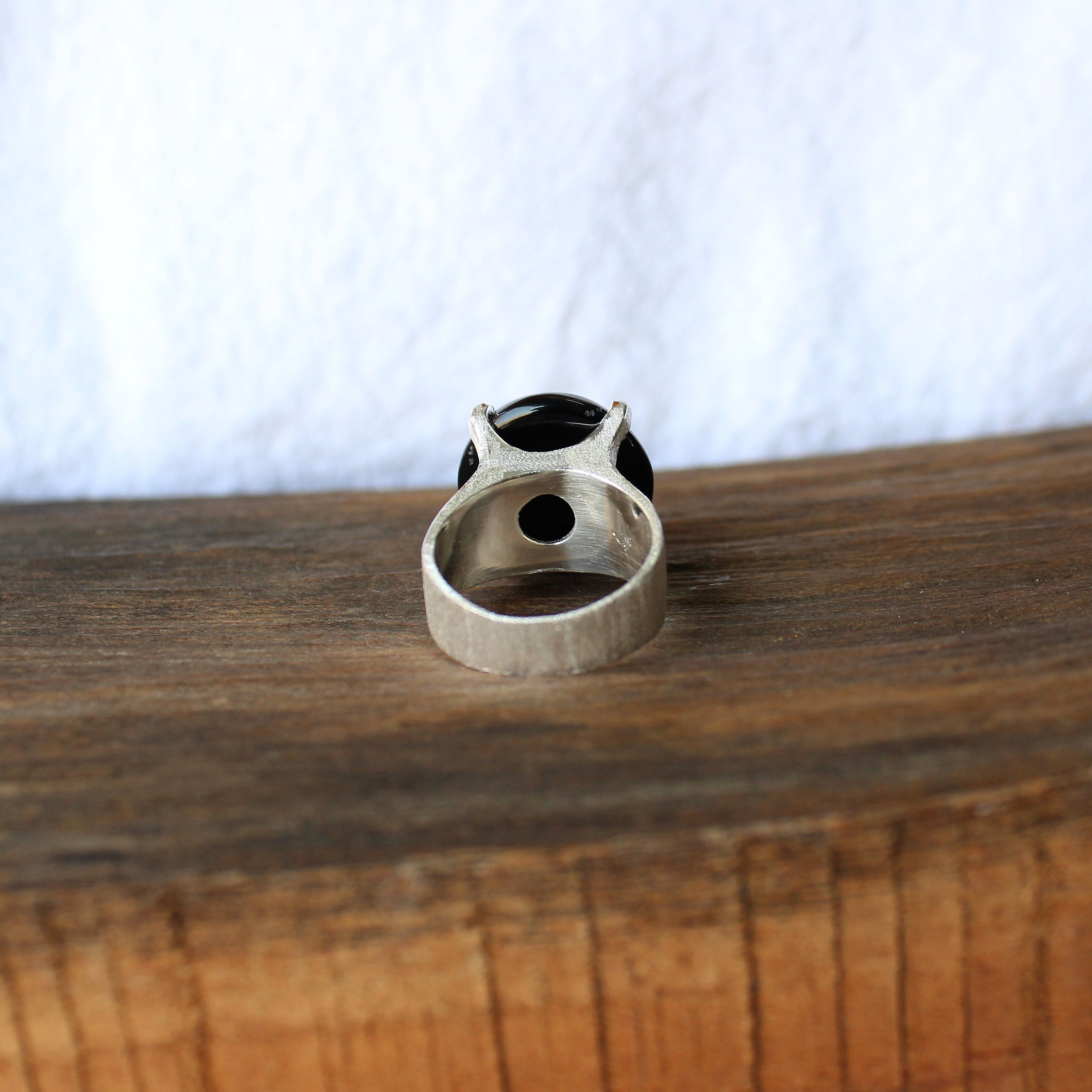 Black Onyx Ring, Sterling Silver Statement Ring, Chunky and