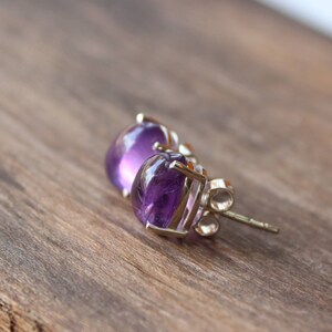 Natural Amethyst stud earrings, Sterling silver studs image 3