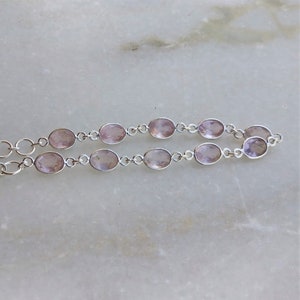 Rose quartz bracelet, natural faceted rose quartz, Sterling silver bracelet, 8 inches long, dainty bracelet, gemstone bracelet, 92.5 silver
