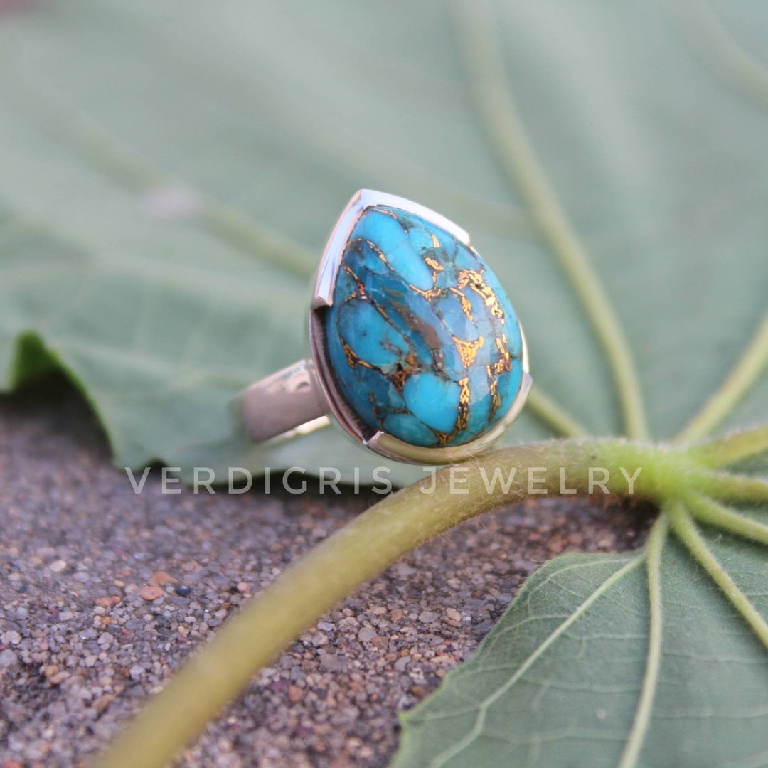 Blue Mohave Turquoise Ring, Bold Sterling Silver Statement Ring ...