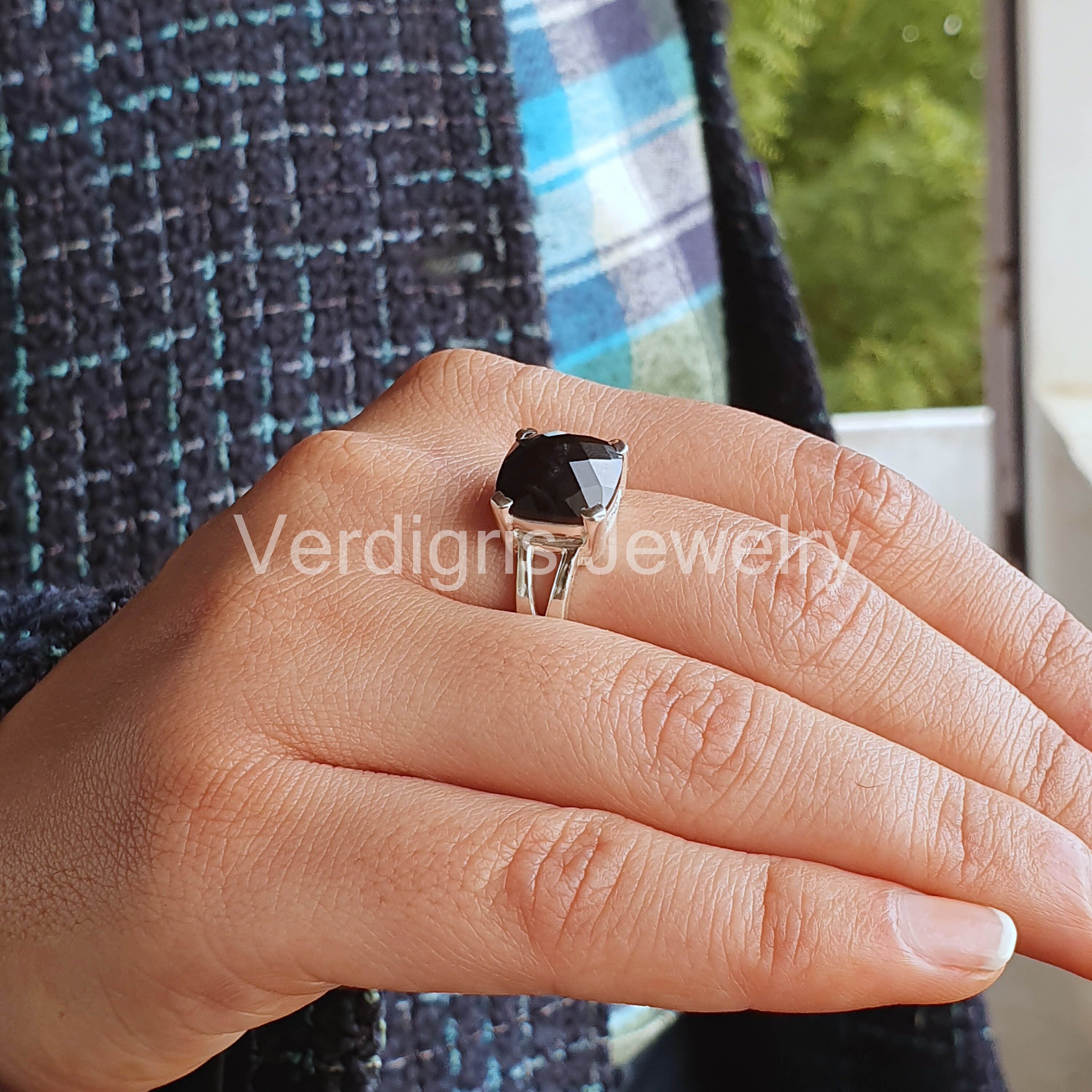 Solid 925 Sterling Silver Onyx Men's Ring Natural Square