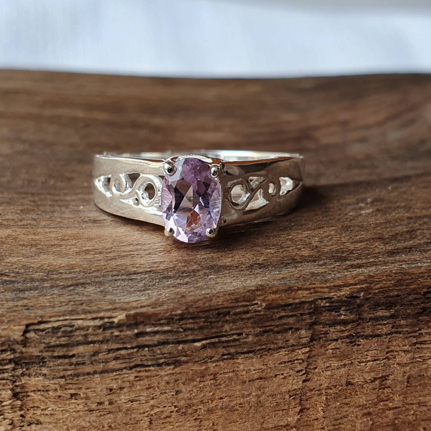 Natural Pink Amethyst ring Sterling silver ring statement | Etsy