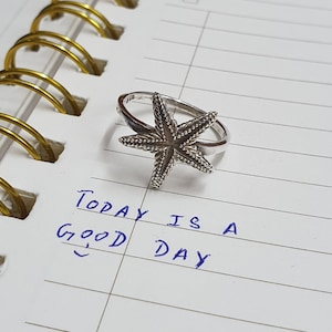Handmade Sterling Silver Star Fish Ring, Stackable ring, silver jewelry, Christmas gift, Minimalist, Everyday Jewelry, Dainty ring