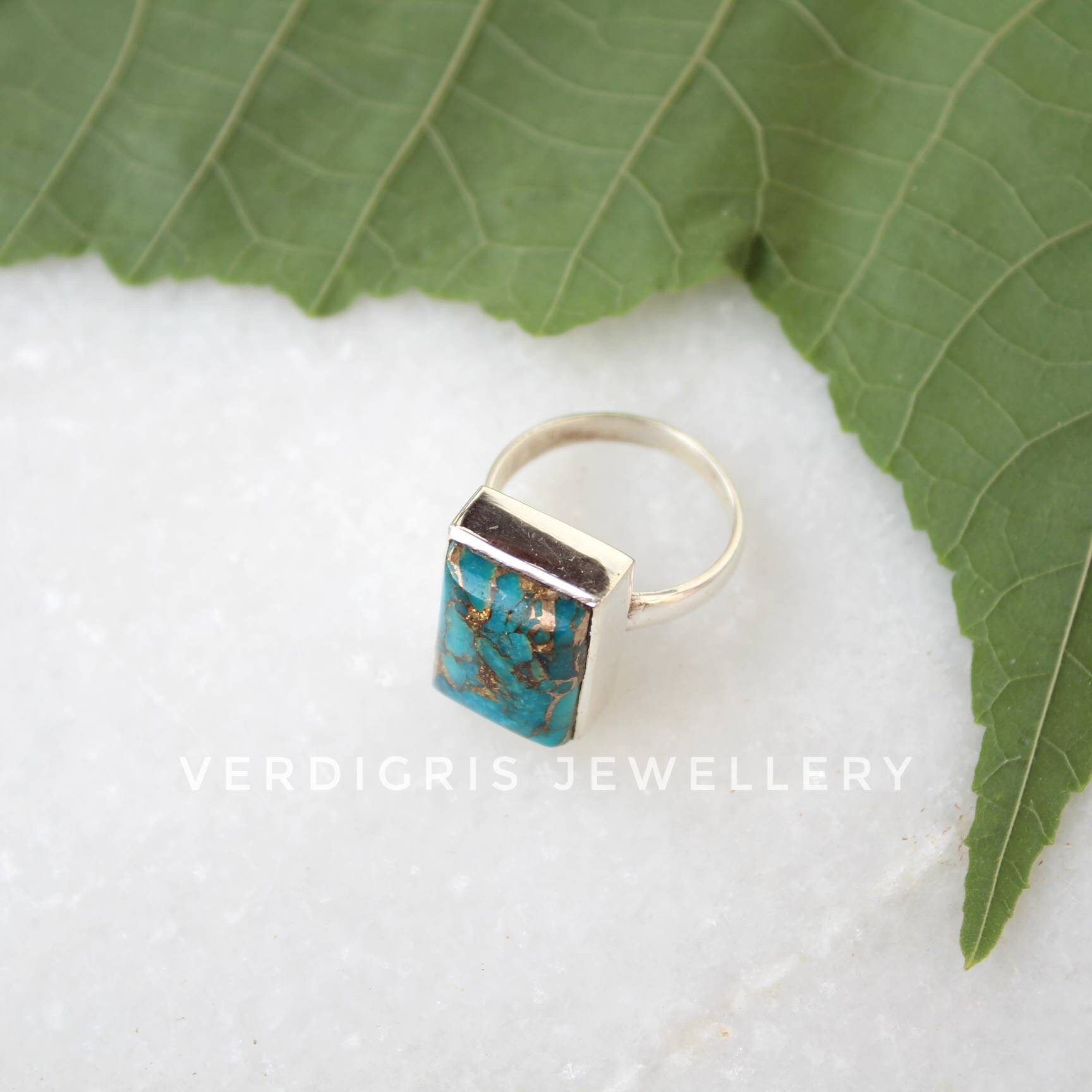 Blue Mohave Turquoise ring Bold Sterling Silver Statement | Etsy