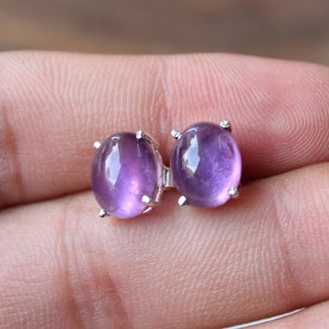 Natural Amethyst stud earrings, Sterling silver studs image 5