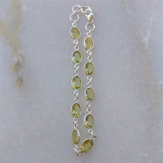Lemon Topaz Bracelet, Natural Lemon Topaz, Sterling Silver