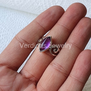 Natural Amethyst ring, Sterling silver statement jewelry, gemstone jewelry, Gift for her, February Birthstone Ring, Christmas Gift, marquise