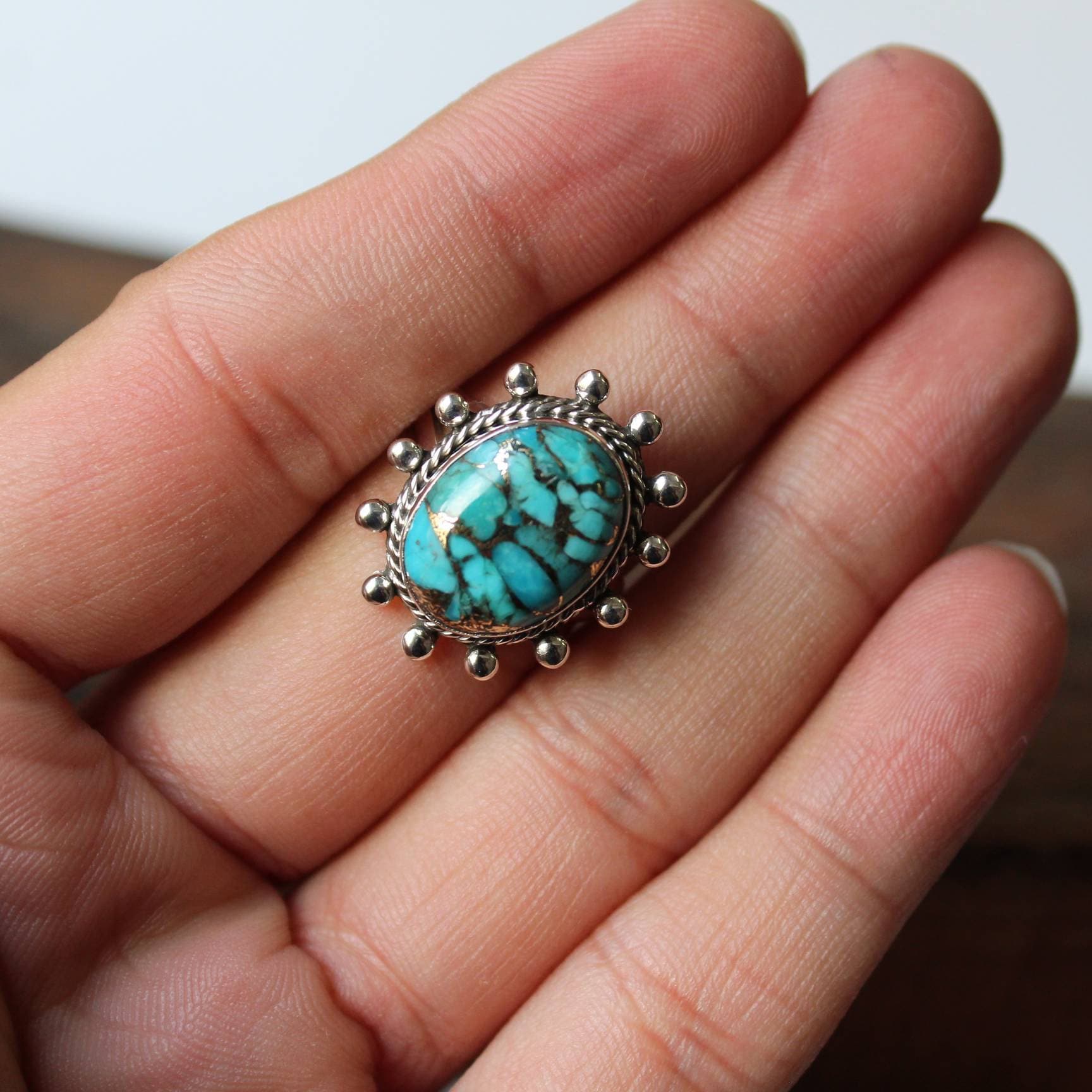 Blue Mohave Turquoise Ring Bold Sterling Silver Statement - Etsy