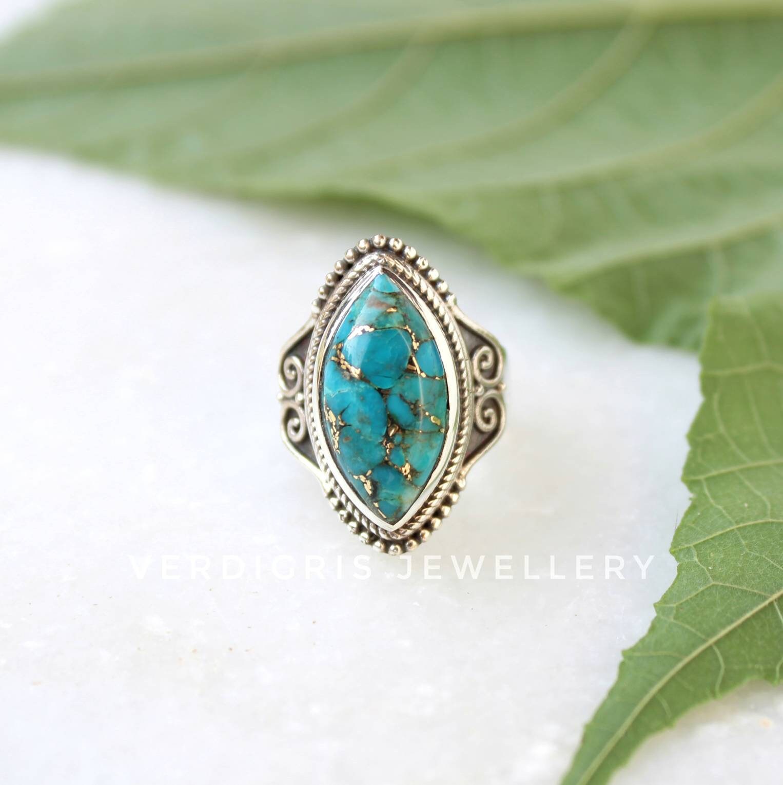 Blue Mohave Turquoise Ring Bold Sterling Silver Statement - Etsy
