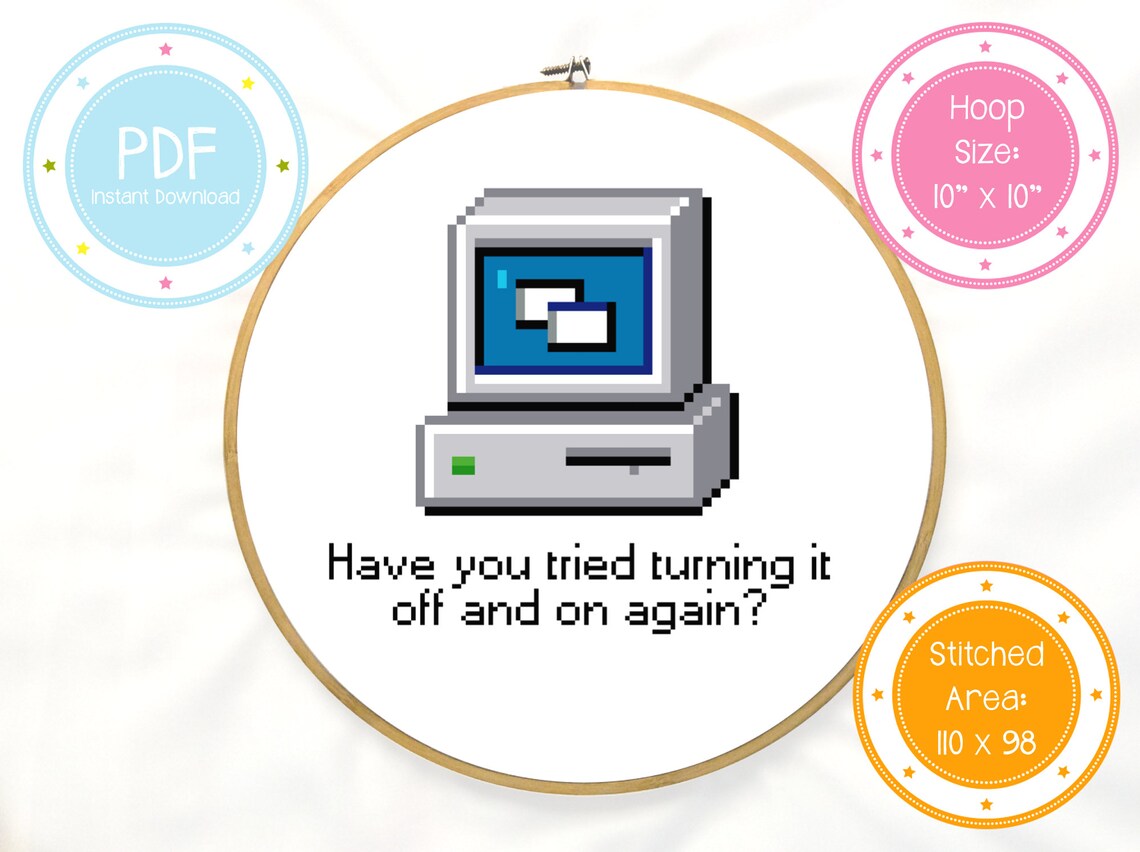 Nerd and Geek Funny Computer Four Pack of Cross Stitch Patterns PDF ...