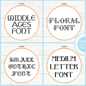 Traditional Cross Stitch Font Pack - 8 Assorted Fonts - Cross Stitch Pattern PDF Instant Download